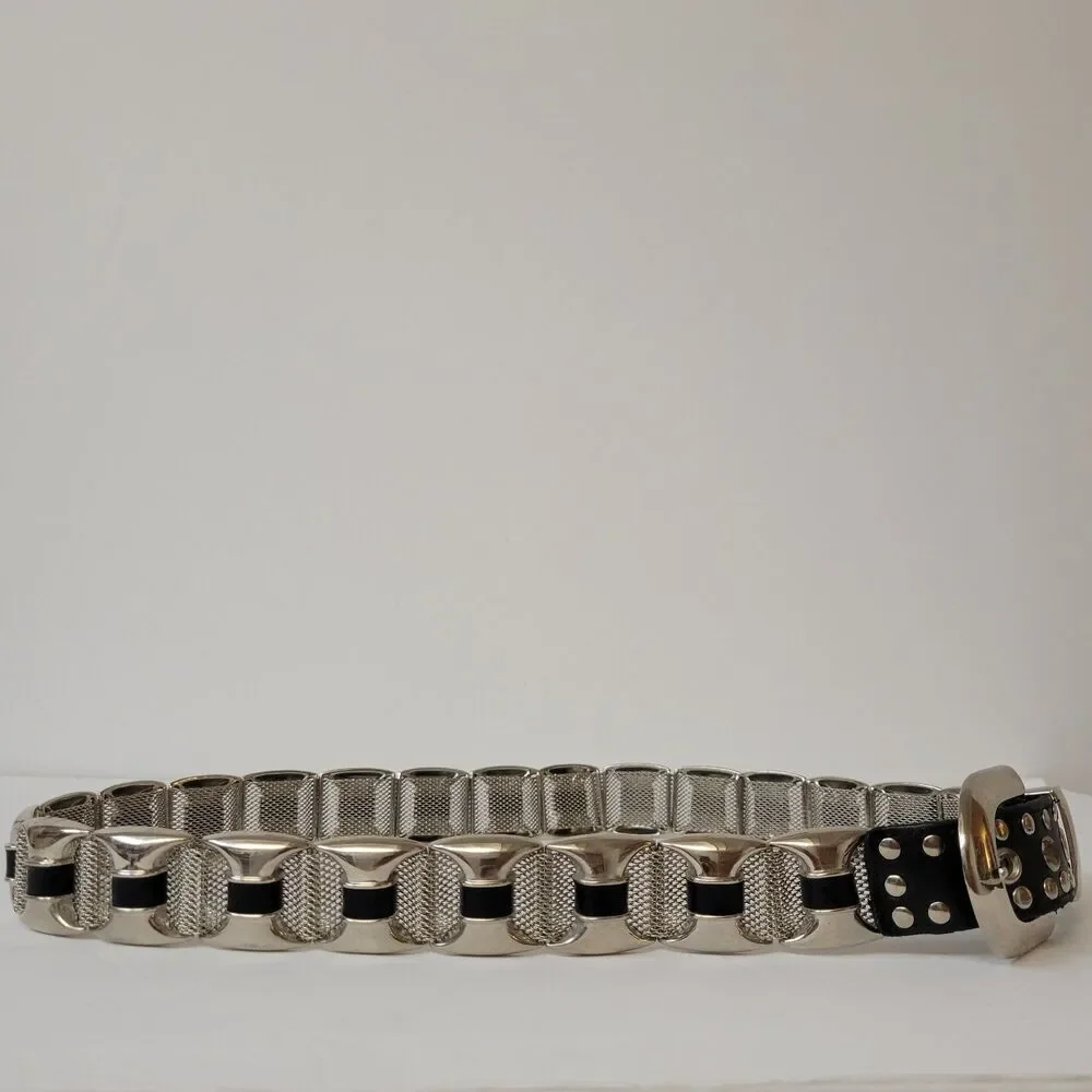 Vintage Art Ornament Metal Leather Women Belt